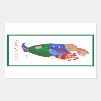 Pegatina Rectangular Navidades Matrícula de conejo