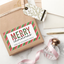 Pegatina Rectangular Navidades modernos leopardo imprimen rayas verdes 