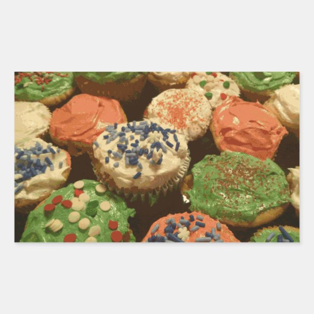 Pegatina Rectangular Navidades pasteles con salpicaduras (Anverso)