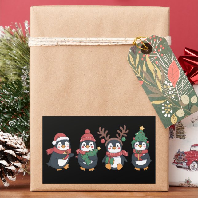 Pegatina Rectangular Navidades Penguin Lover Cute Animales Navidad fami (Vacaciones)