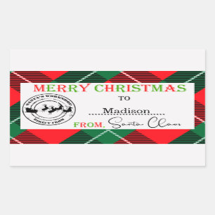 Pegatina Rectangular Navidades Personalizados De Santa Claus