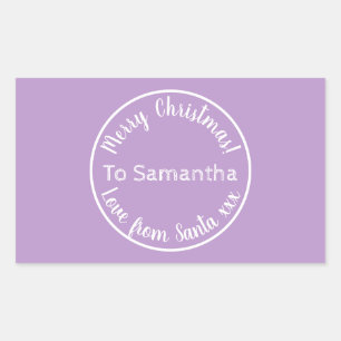 Pegatina Rectangular Navidades personalizados de Santa Purple Lilac