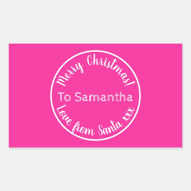 Pegatina Rectangular Navidades personalizados de Santa Rosa (Anverso)