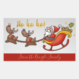 Pegatina Rectangular Navidades personalizados Ho Ho Ho Ho Ho Ho Ho Cute