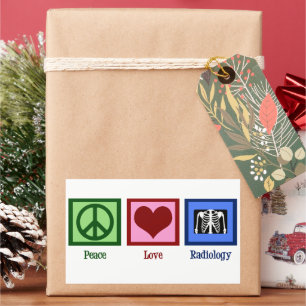 Pegatina Rectangular Navidades radiológicos curos de Peace Love