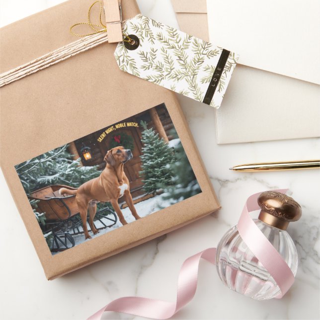 Pegatina Rectangular Navidades Rhodesianos Ridgeback (Regalar)