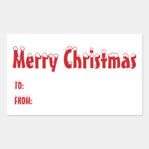 Pegatina Rectangular Navidades rojos y blancos en blanco a desde lindos