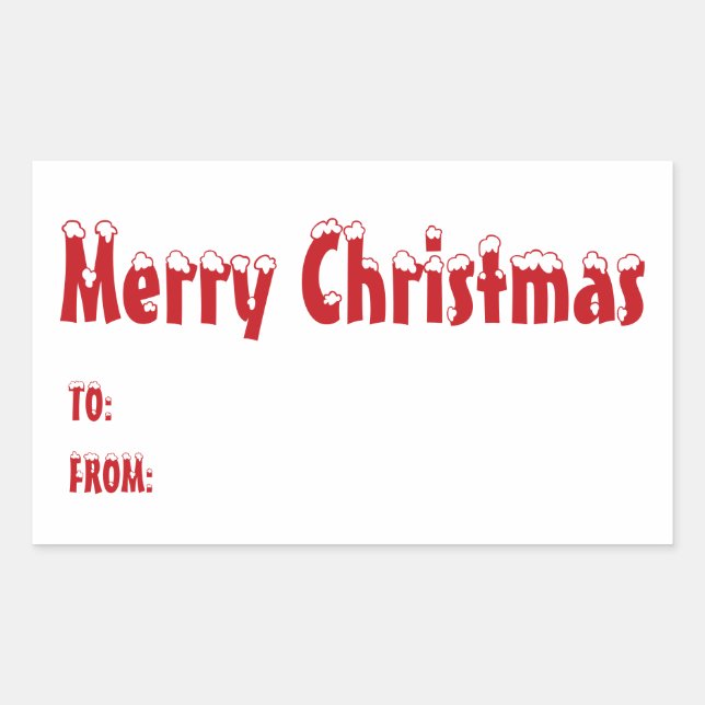 Pegatina Rectangular Navidades rojos y blancos en blanco a desde lindos (Anverso)