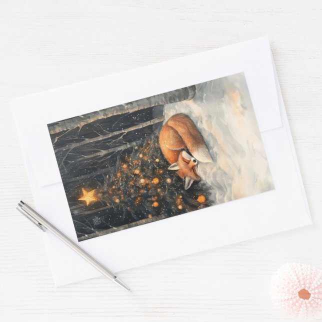 Pegatina Rectangular Navidades rusos sinvertiginosos de Fox (Sobre)