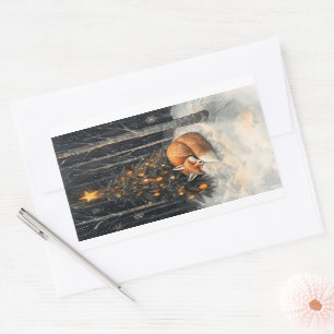 Pegatina Rectangular Navidades rusos sinvertiginosos de Fox