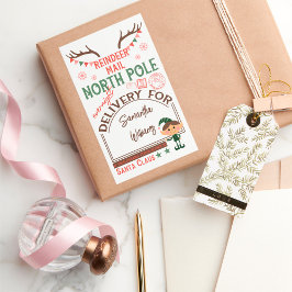 Pegatina Rectangular Navidades Santa entrega especial con nombre