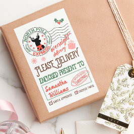 Pegatina Rectangular Navidades Santa entrega especial con nombre