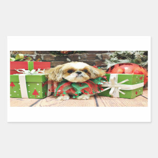 Pegatina Rectangular Navidades - Shih Tzu - Earl