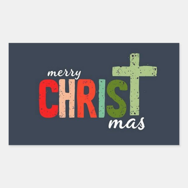 Pegatina Rectangular Navidades Texto cristiano Inspirador (Anverso)