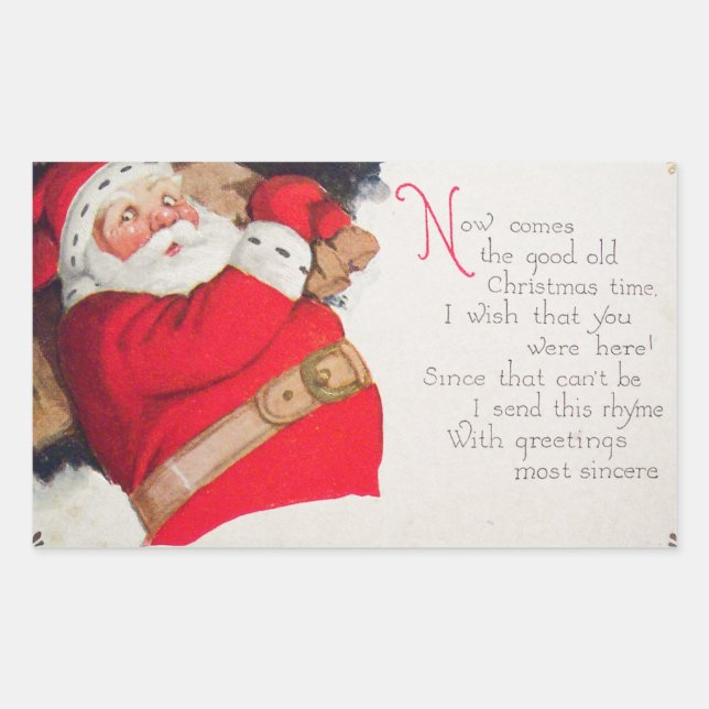 Pegatina Rectangular Navidades Time Santa Claus (Anverso)