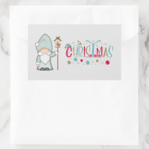 Pegatina Rectangular Navidades Tomte Gnome