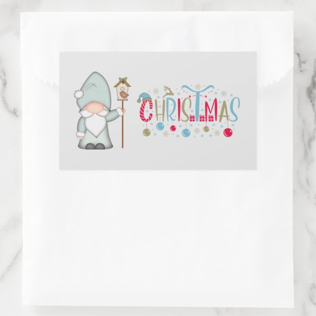 Pegatina Rectangular Navidades Tomte Gnome (Bolso)