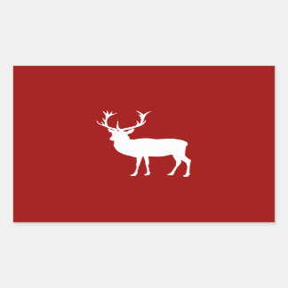 Pegatina Rectangular Navidades venado rojo y blanco
