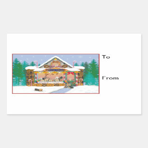 Pegatina Rectangular Navidades yorkie Gingerbread Pegatinas