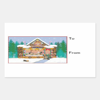 Pegatina Rectangular Navidades yorkie Gingerbread Pegatinas