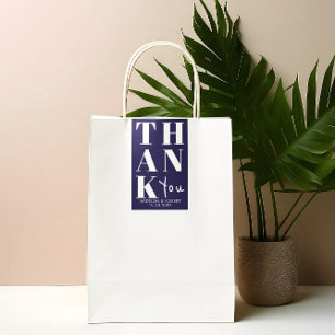 Pegatina Rectangular Navy Blue Bold Simple Gracias Favor De Boda