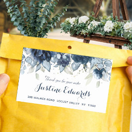 Pegatina Rectangular Navy Peony Silver Dusty Blue Eucalyptus