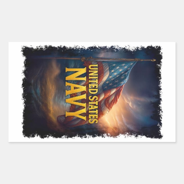 Pegatina Rectangular Navy USN Veteran (Anverso)