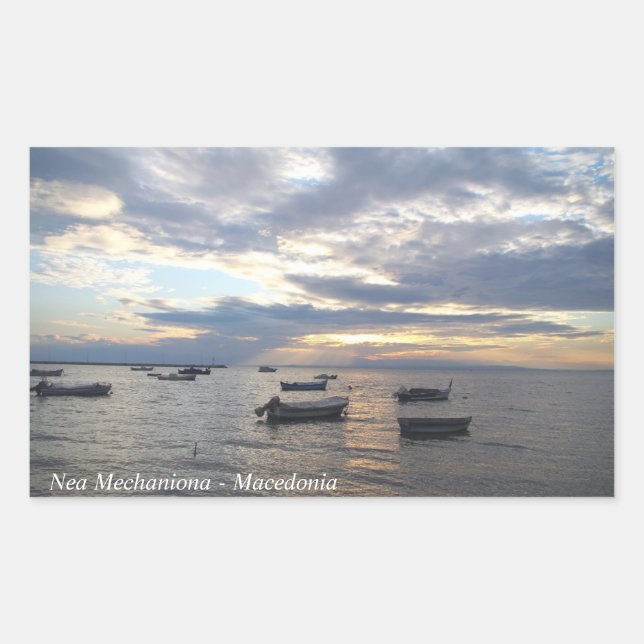 Pegatina Rectangular Nea Mechaniona - Macedonia (Anverso)