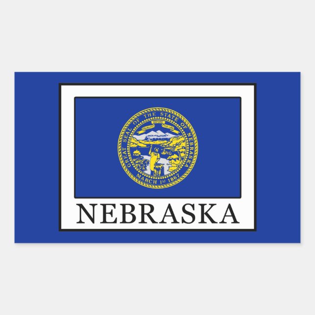 Pegatina Rectangular Nebraska (Anverso)