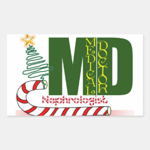 Pegatina Rectangular Nefrología MERRY CHRISTMAS MÉDICA