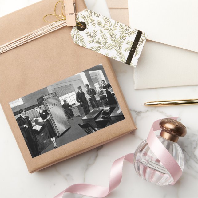 Pegatina Rectangular Negocio Antiguo, Hombres de Negocios Ejecutivos Of (Regalar)