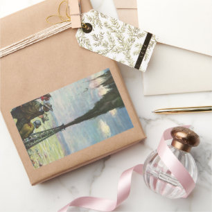 Pegatina Rectangular Negocio Antiguo, Pozo Petrolero con Trabajadores