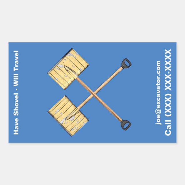 Pegatina Rectangular Negocio de la pala de nieve (Anverso)