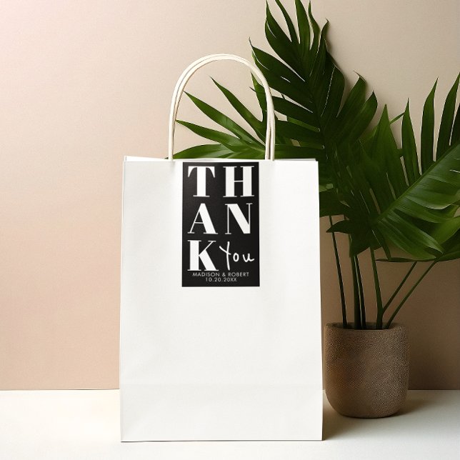 Pegatina Rectangular Negra Blanca Negra Simple Gracias Favor De La Boda (Subido por el creador)