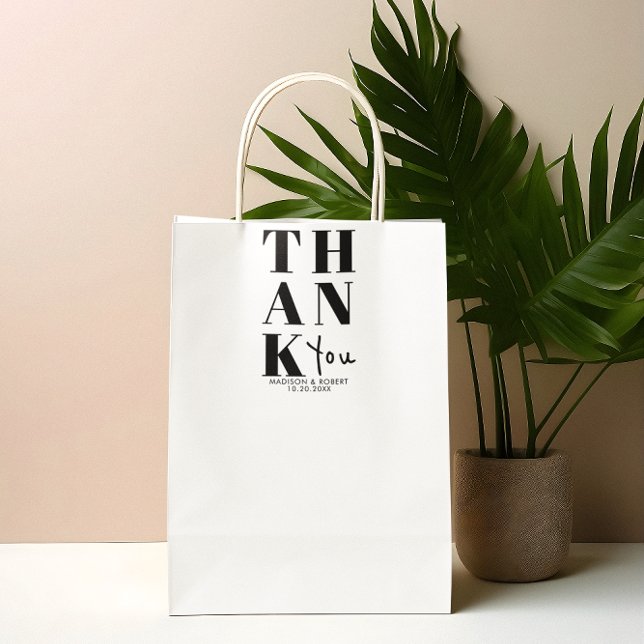 Pegatina Rectangular Negrita blanca simple Gracias Favor De La Boda (Subido por el creador)