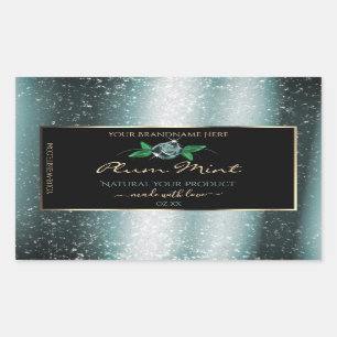 Pegatina Rectangular Negro floral con etiquetas de producto Purpurina V