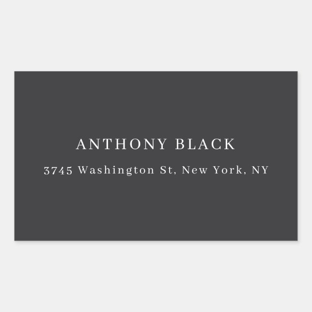 Pegatina Rectangular Negro Mate Minimalista Plano Elegante Clásico (Anverso)