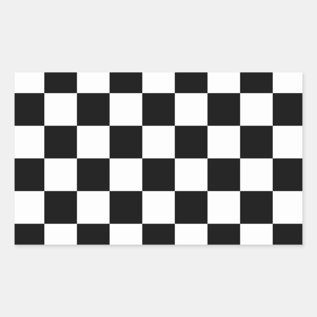 Pegatina Rectangular Negro y blanco controlado (Anverso)