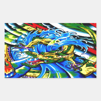 Pegatina Rectangular Neo Jap Dragon Tattoo