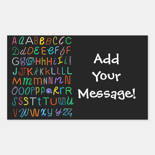 Pegatina Rectangular Neon Alphabet (Anverso)