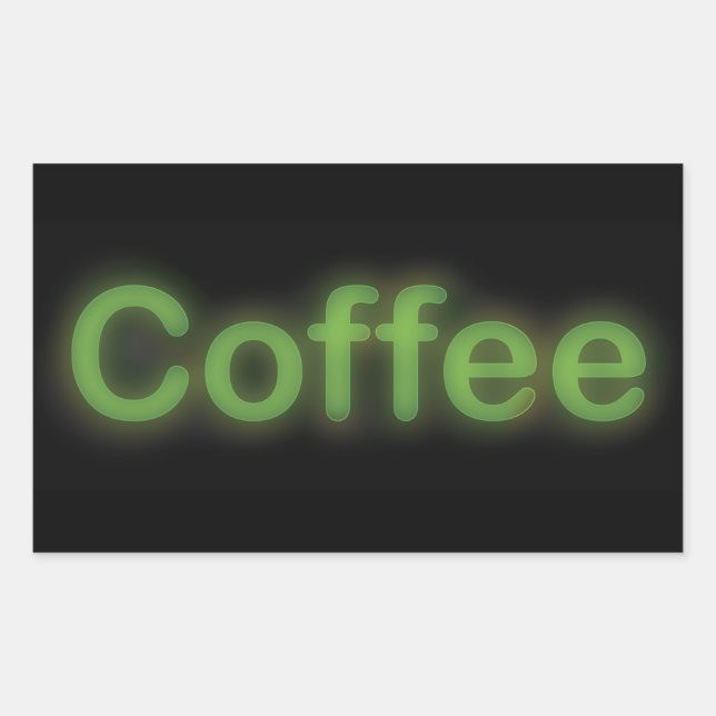 Pegatina Rectangular Neon Coffee (Anverso)