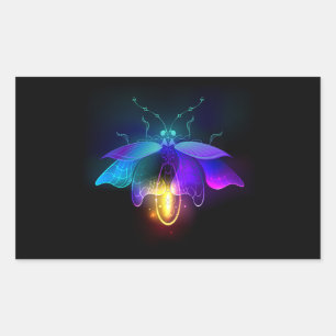 Pegatina Rectangular Neon Firefly en negro