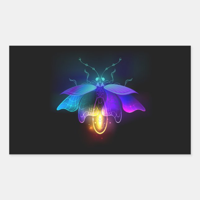 Pegatina Rectangular Neon Firefly en negro (Anverso)