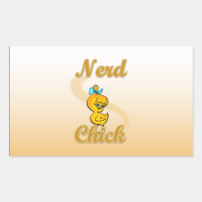 Pegatina Rectangular Nerd Chick (Anverso)