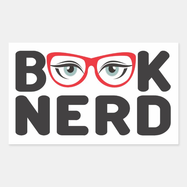 Pegatina Rectangular Nerd del libro (Anverso)