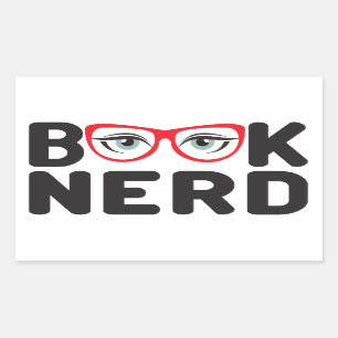 Pegatina Rectangular Nerd del libro