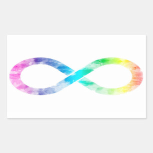 Pegatina Rectangular Neurodiversidad Arcoiris acuarela Infinity Pegatin