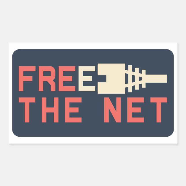 Pegatina Rectangular Neutralidad en la red: Liberar Internet (Anverso)