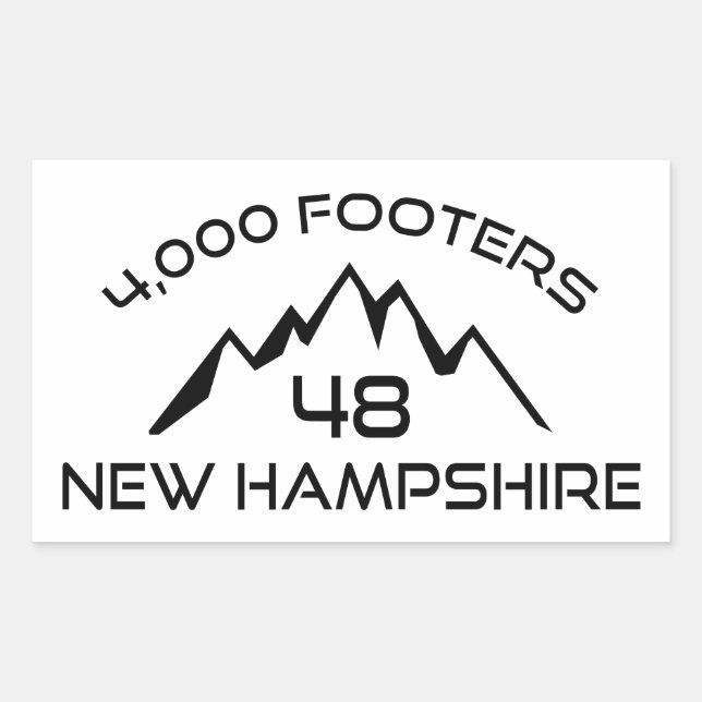 Pegatina Rectangular New Hampshire 4000 Footers Mountain (Anverso)