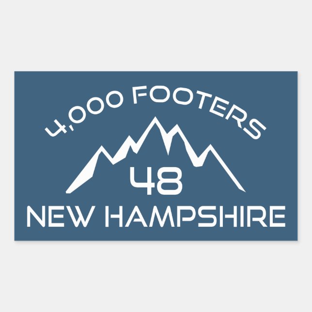 Pegatina Rectangular New Hampshire 4000 Footers Mountain (Anverso)
